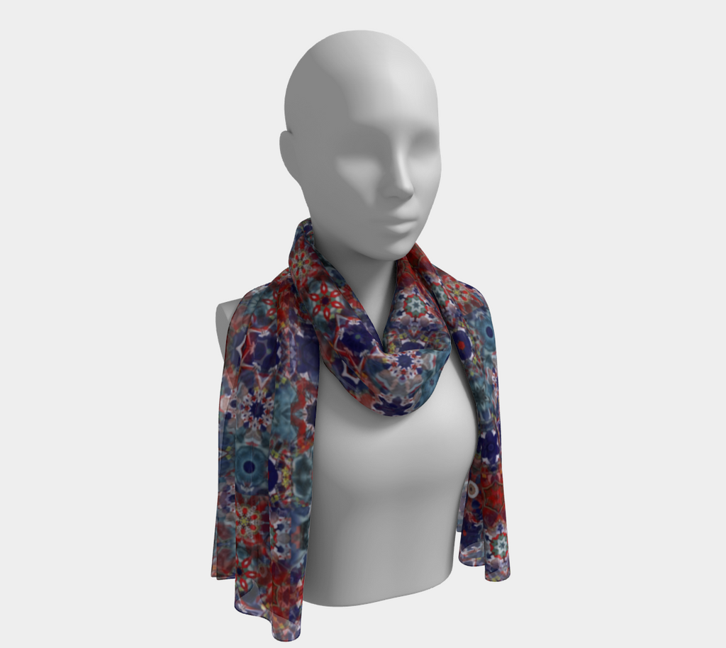 Women's Vibant Blue Circle Pattern Long Scarf