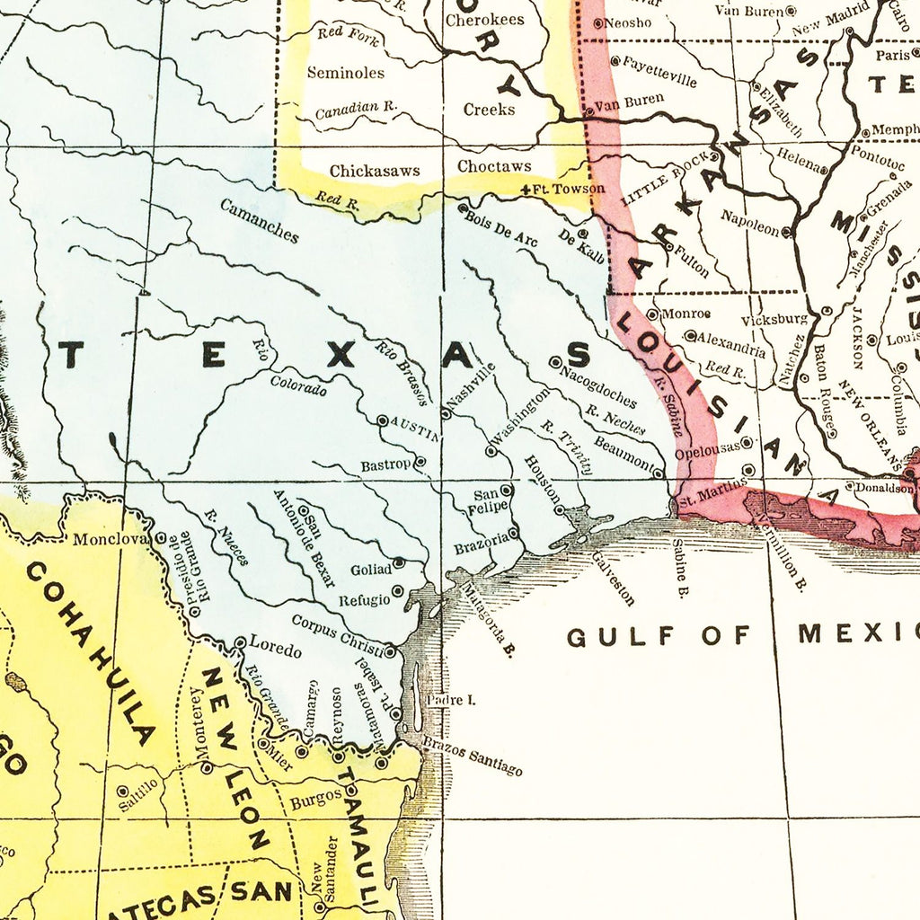 Vintage Map of Mexico And United States 1846
