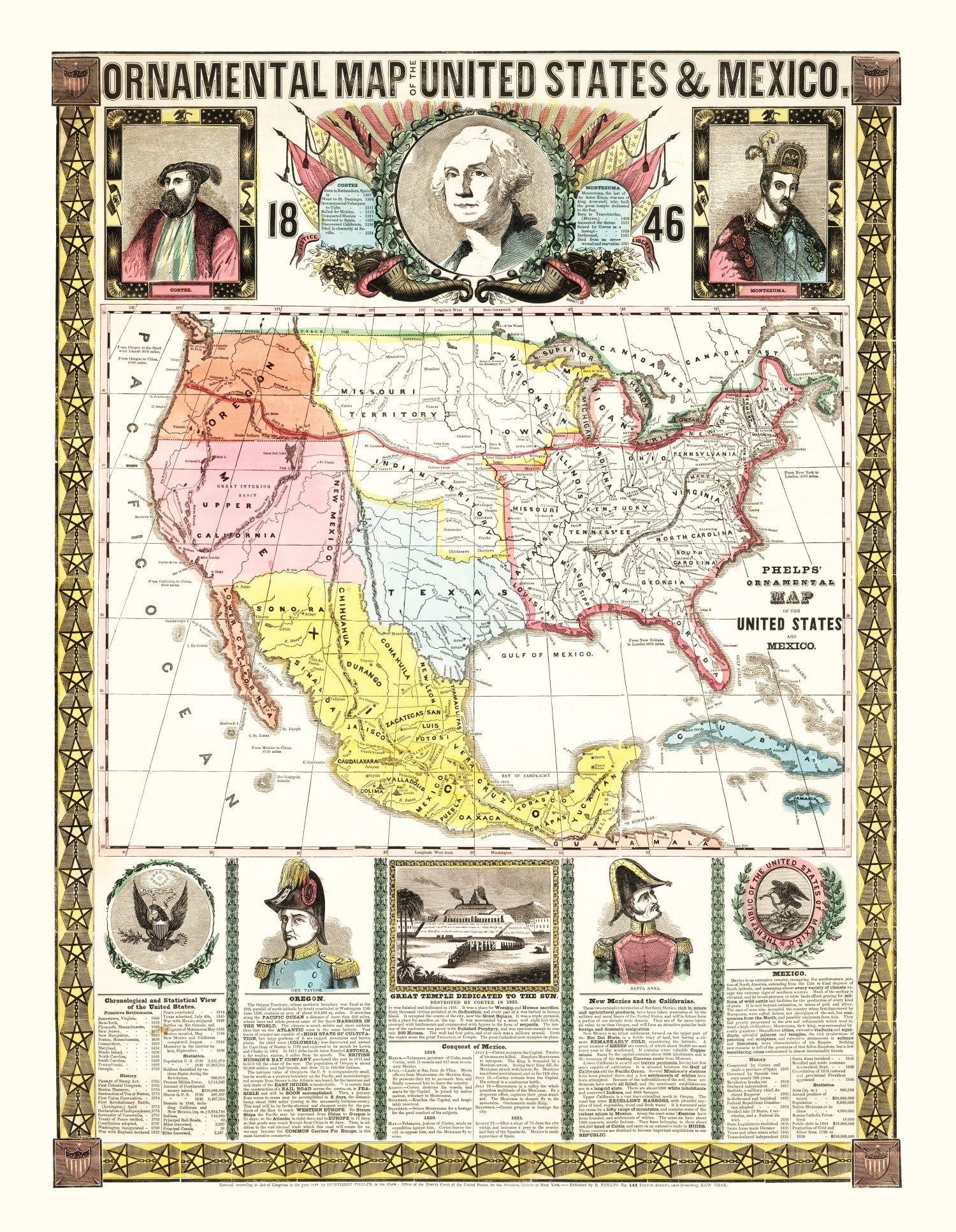 Vintage Map of Mexico And United States 1846