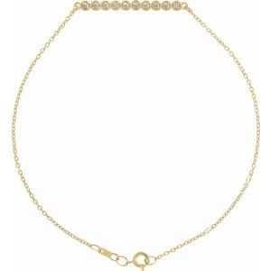 14K Yellow Gold 1/8 CTW Natural Diamond Bar 6 1/2-7 1/2" Bracelet