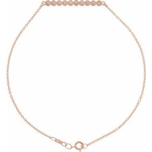 14K Rose Gold 1/8 CTW Natural Diamond Bar 6 1/2-7 1/2" Bracelet