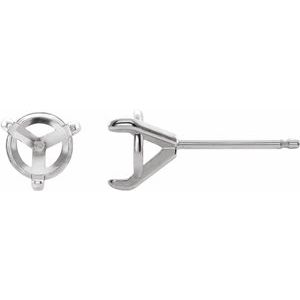 Platinum 3.5 mm Round 3-Prong Claw Cocktail-Style Earring Mounting