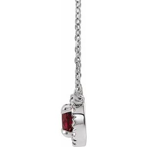 Platinum 5 mm Natural Ruby & 1/10 CTW Natural Diamond 16" Necklace