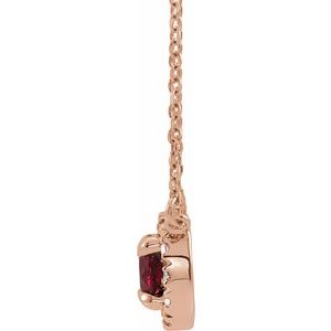 14K Rose Gold 4 mm Lab-Grown Ruby & .05 CTW Natural Diamond 16" Necklace