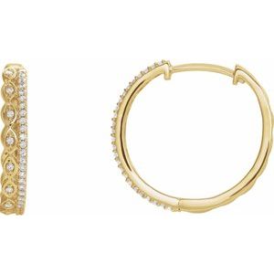 14K Yellow Gold 1/4 CTW Natural Diamond Geometric 19.4 mm Hoop Earrings