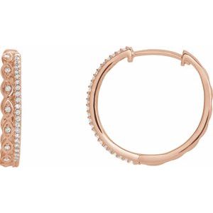14K Rose Gold 1/4 CTW Natural Diamond Geometric 19.4 mm Hoop Earrings