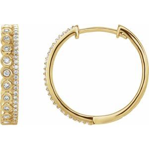 14K Yellow Gold 1/3 CTW Natural Diamond Geometric 19.1 mm Hoop Earrings