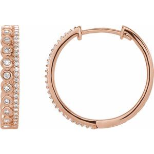 14K Rose Gold 1/3 CTW Natural Diamond Geometric 19.1 mm Hoop Earrings