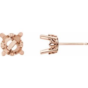 14K Rose Gold 3 mm Round 4-Prong Scroll Setting® Earring Mounting