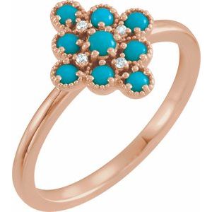 14K Rose Gold Natural Turquoise & .02 CTW Natural Diamond Ring