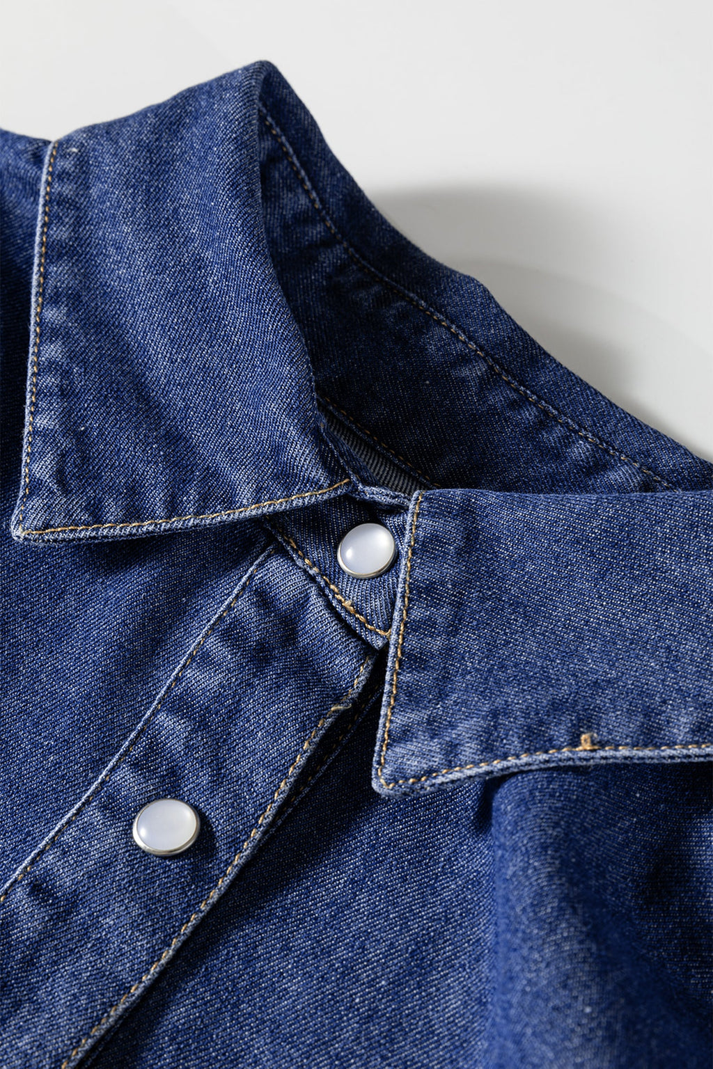 Denim Shirt Collar Long Sleeve Mini Dress