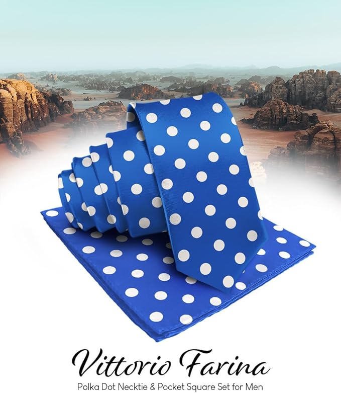 Vittorio Farina Men's Polka Dot Satin Necktie & Pocket Square