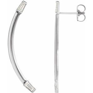 Sterling Silver 1/4 CTW Natural Diamond Curved Bar Earrings