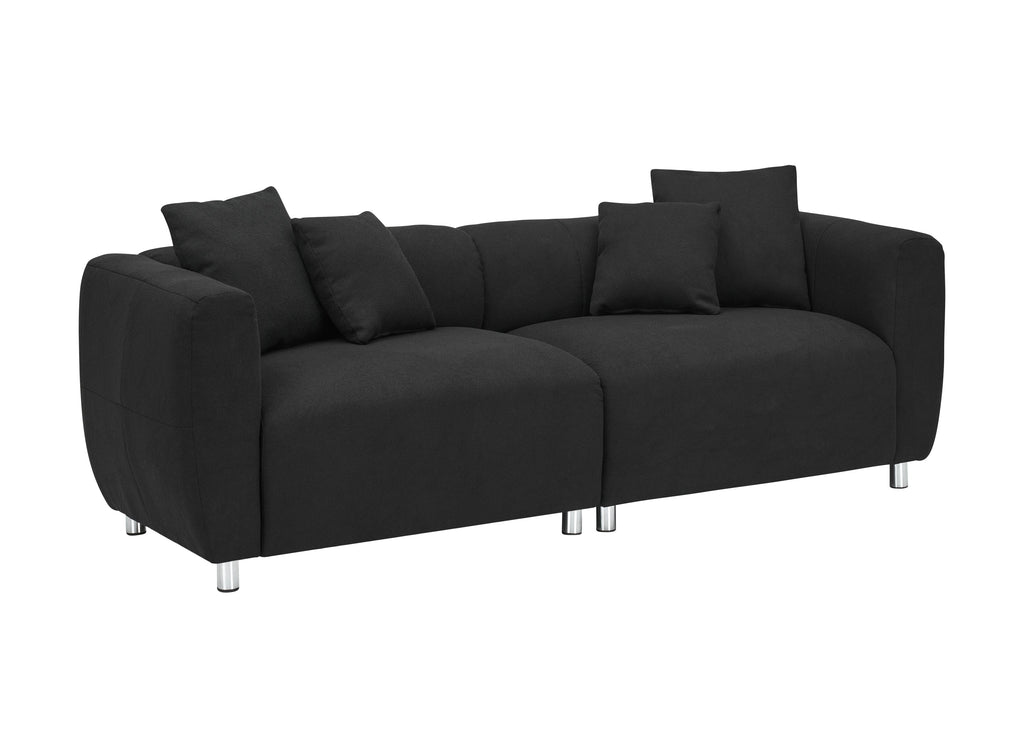 89 inch Sofa for Living Room, Fashion Sofa with Metal Legs, 3 Seater Sofa, Solid Wood Frame Couch with 4Pillows, for Apartment Office Living Room - Black