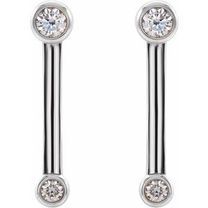 Platinum 1/5 CTW Natural Diamond Bezel-Set Bar Earrings – image 2