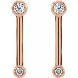 14K Rose Gold 1/5 CTW Natural Diamond Bezel-Set Bar Earrings