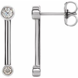 Sterling Silver 1/5 CTW Natural Diamond Bezel-Set Bar Earrings