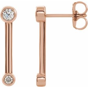 14K Rose Gold 1/5 CTW Natural Diamond Bezel-Set Bar Earrings