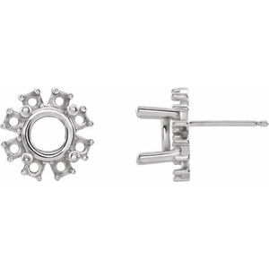 Sterling Silver 5 mm Round Halo-Style Earring Mounting