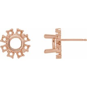 14K Rose Gold 5.5 mm Round Halo-Style Earring Mounting