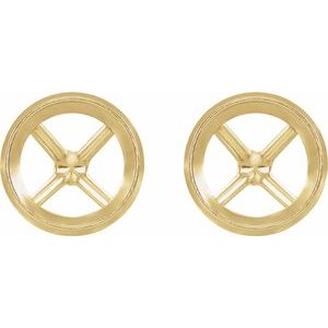 14K Yellow Gold 6.5 mm Round Bezel-Set Cocktail-Style Earring Mounting – image 2