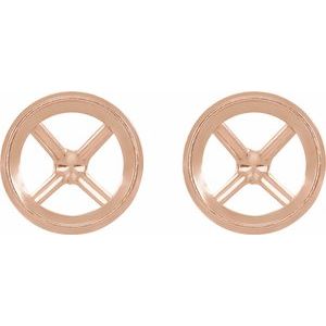 14K Rose Gold 6.5 mm Round Bezel-Set Cocktail-Style Earring Mounting – image 2