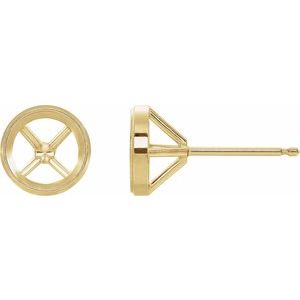 10K Yellow Gold 4.8 mm Round Bezel-Set Cocktail-Style Earring Mounting