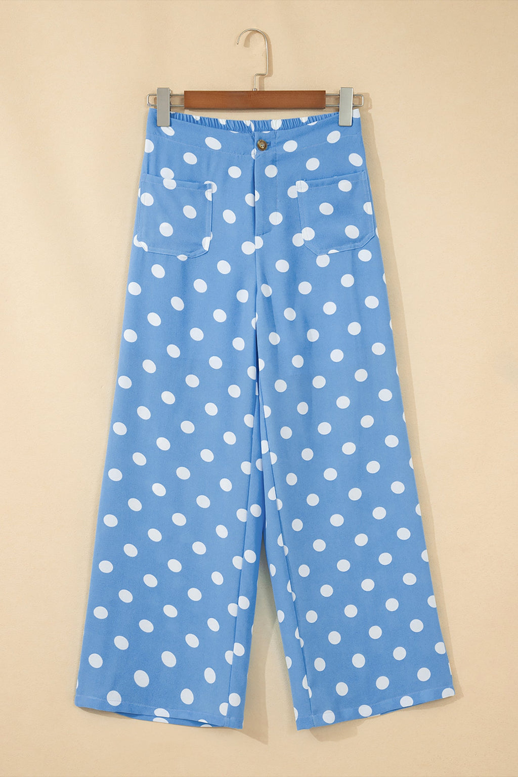 Polka Dot Patch Pocket Straight Leg Pants