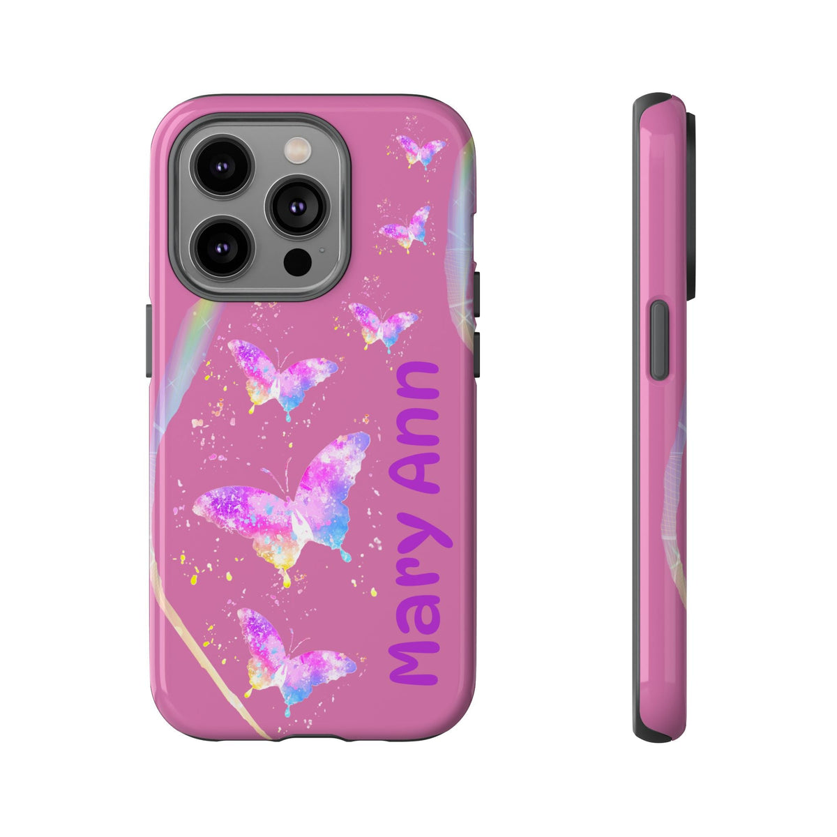 Personalized Butterfly Phone Case, Floral Phone Cover, Customizable Phone Case, Gift for Her, Pastel Decor