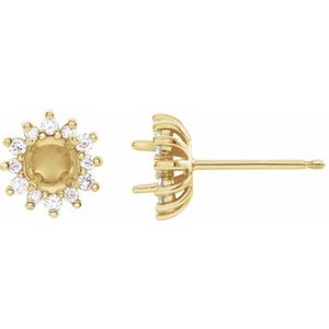 14K Yellow Gold 4.1 mm Round 1/6 CTW Natural Diamond Semi-Set Halo-Style Earrings