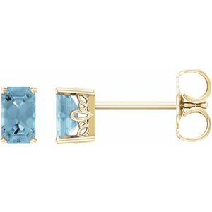 14K Yellow Gold Natural Aquamarine Earrings