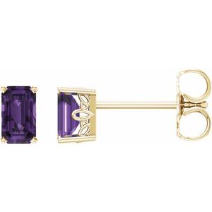 14K Yellow Gold Natural Amethyst Earrings