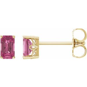 14K Yellow Gold Natural Pink Tourmaline Earrings