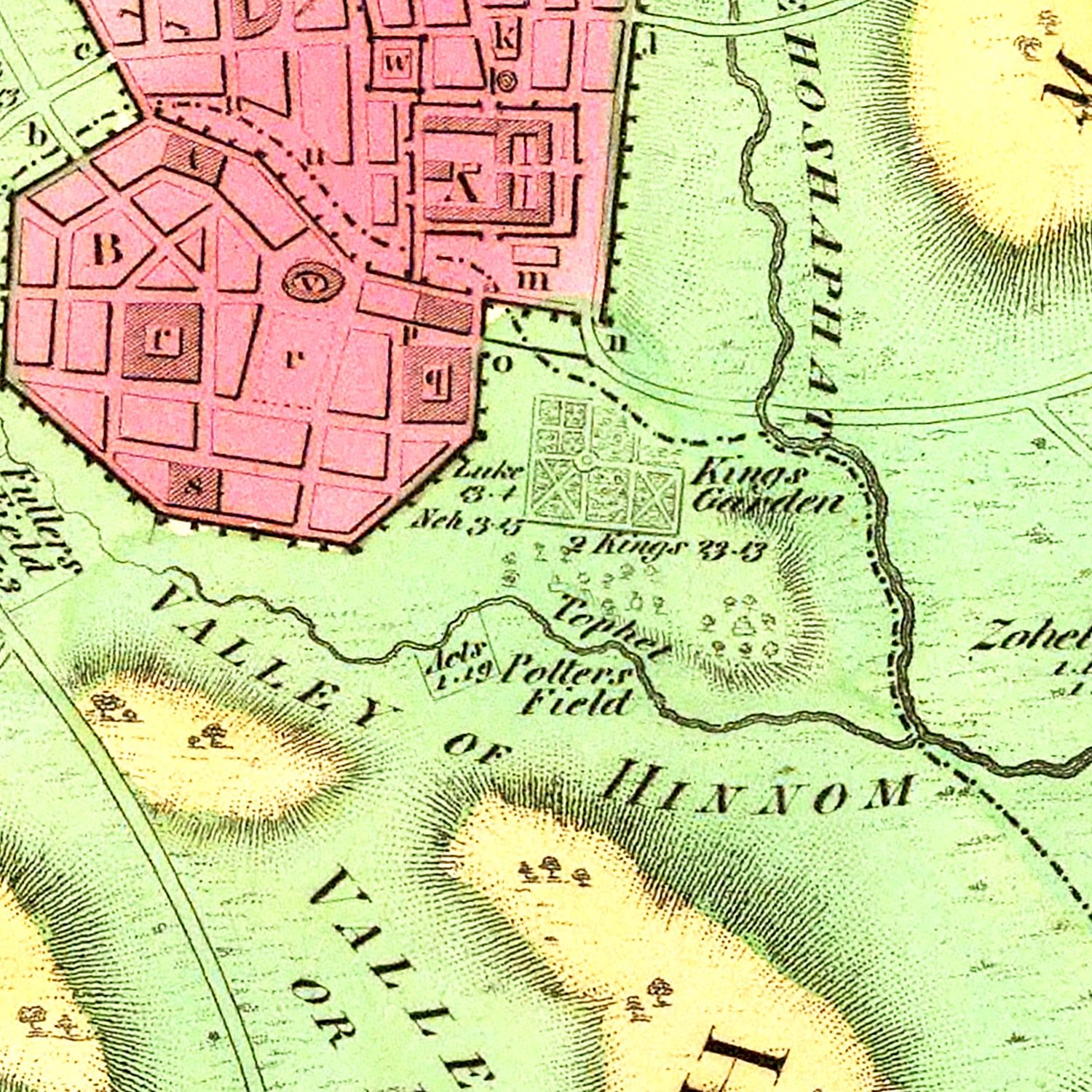 Vintage Map of Jerusalem, Palestine 1831