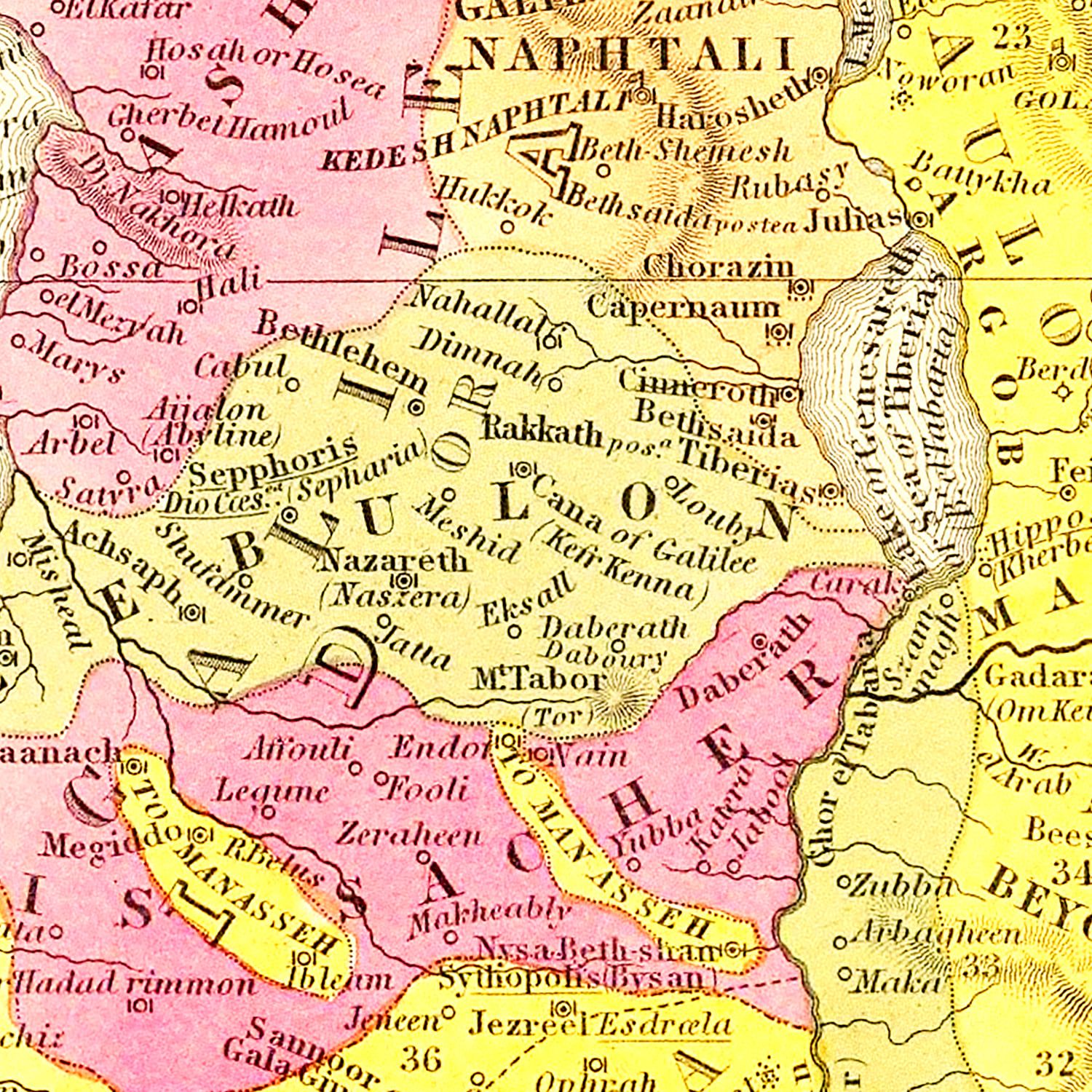 Vintage Map of Palestine 1846