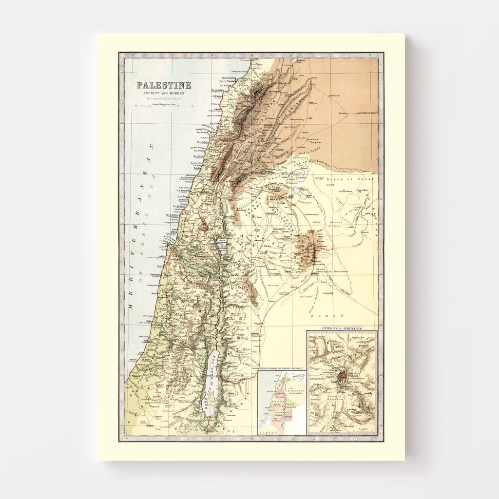 Vintage Map of Palestine 1871
