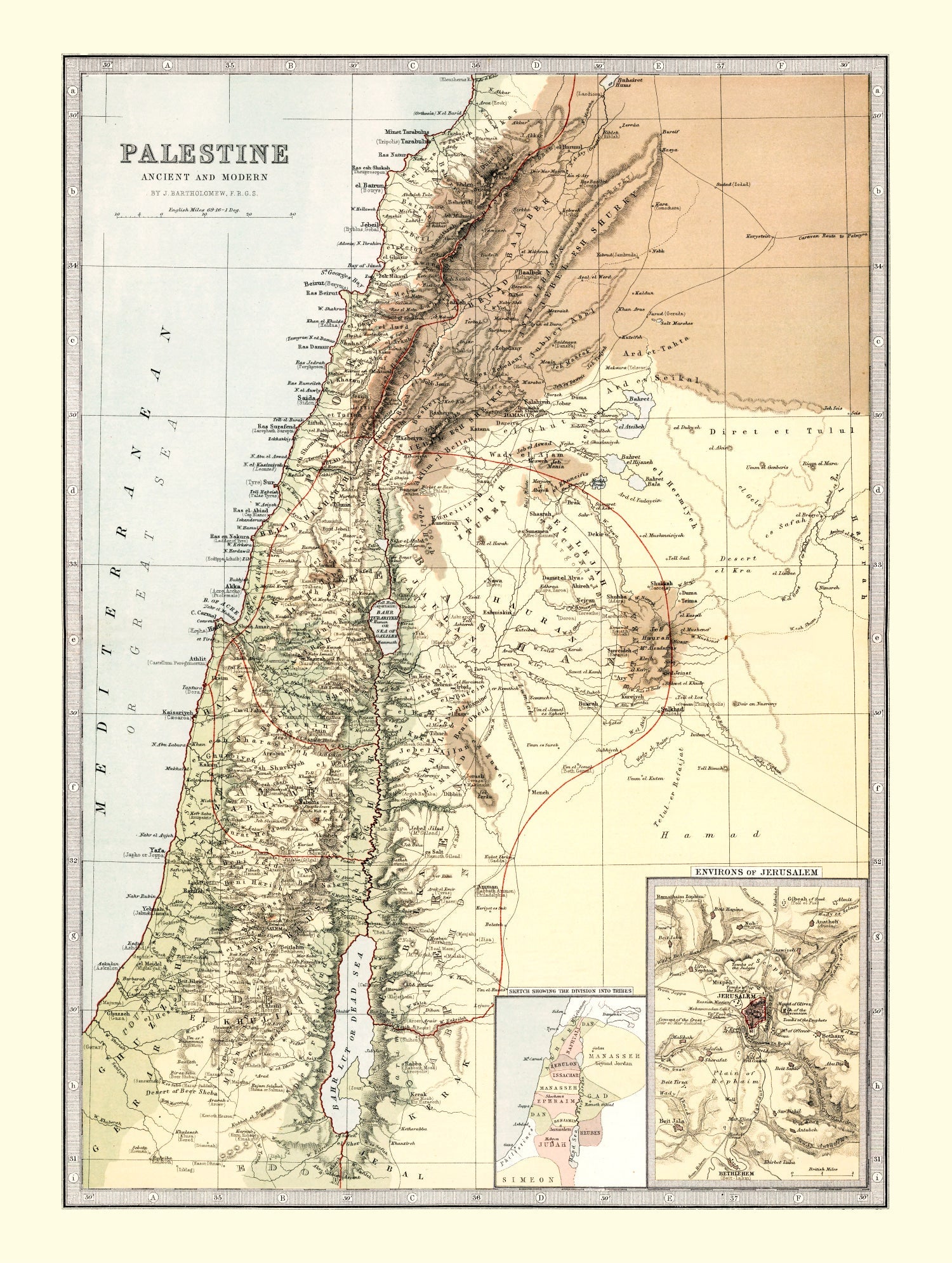 Vintage Map of Palestine 1871
