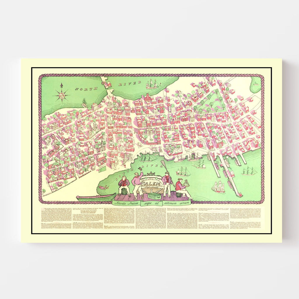 Vintage Map of Salem, Massachusetts 1930