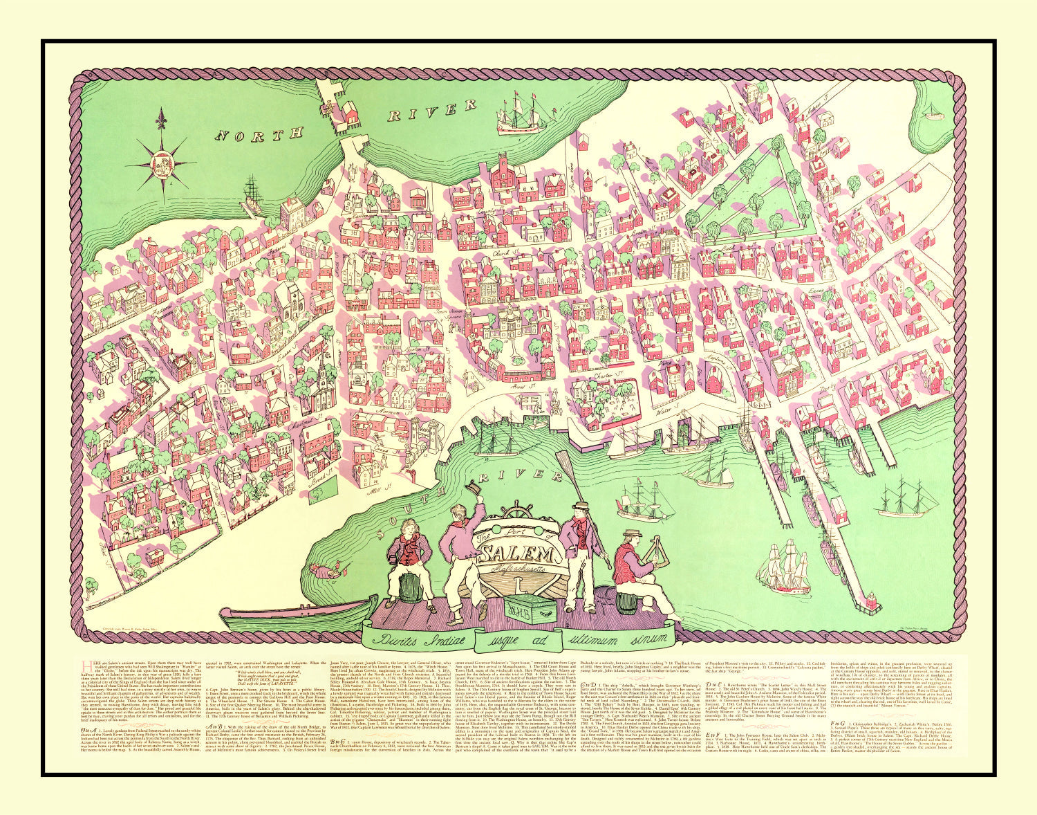 Vintage Map of Salem, Massachusetts 1930