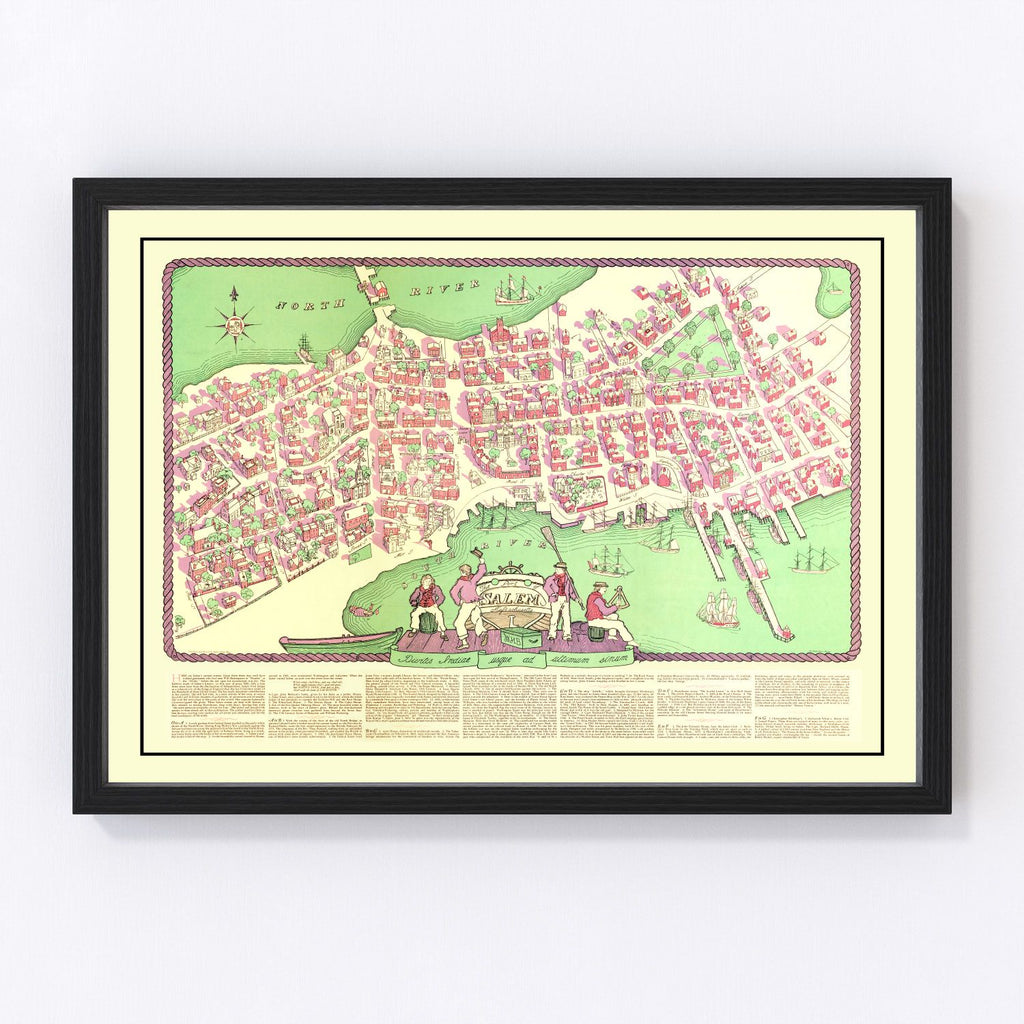 Vintage Map of Salem, Massachusetts 1930