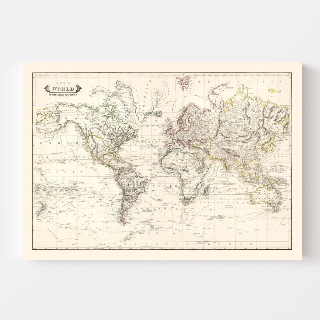 Vintage World Map 1841