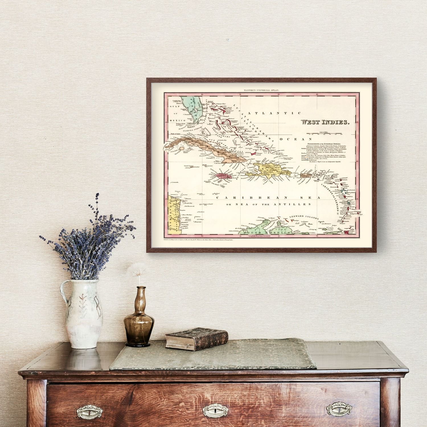 Vintage Map of West Indies 1834