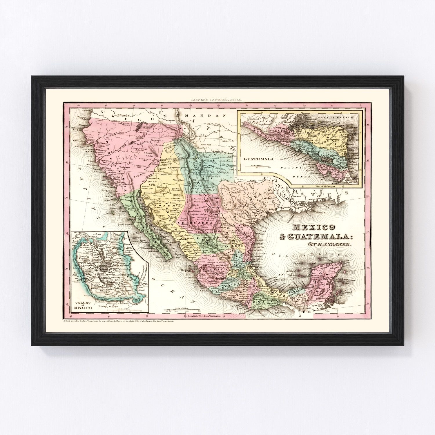 Vintage Map of Mexico And Guatemala 1834