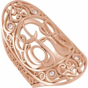 14K Rose Gold .04 CTW Natural Diamond 3-Initials Script Monogram Ring