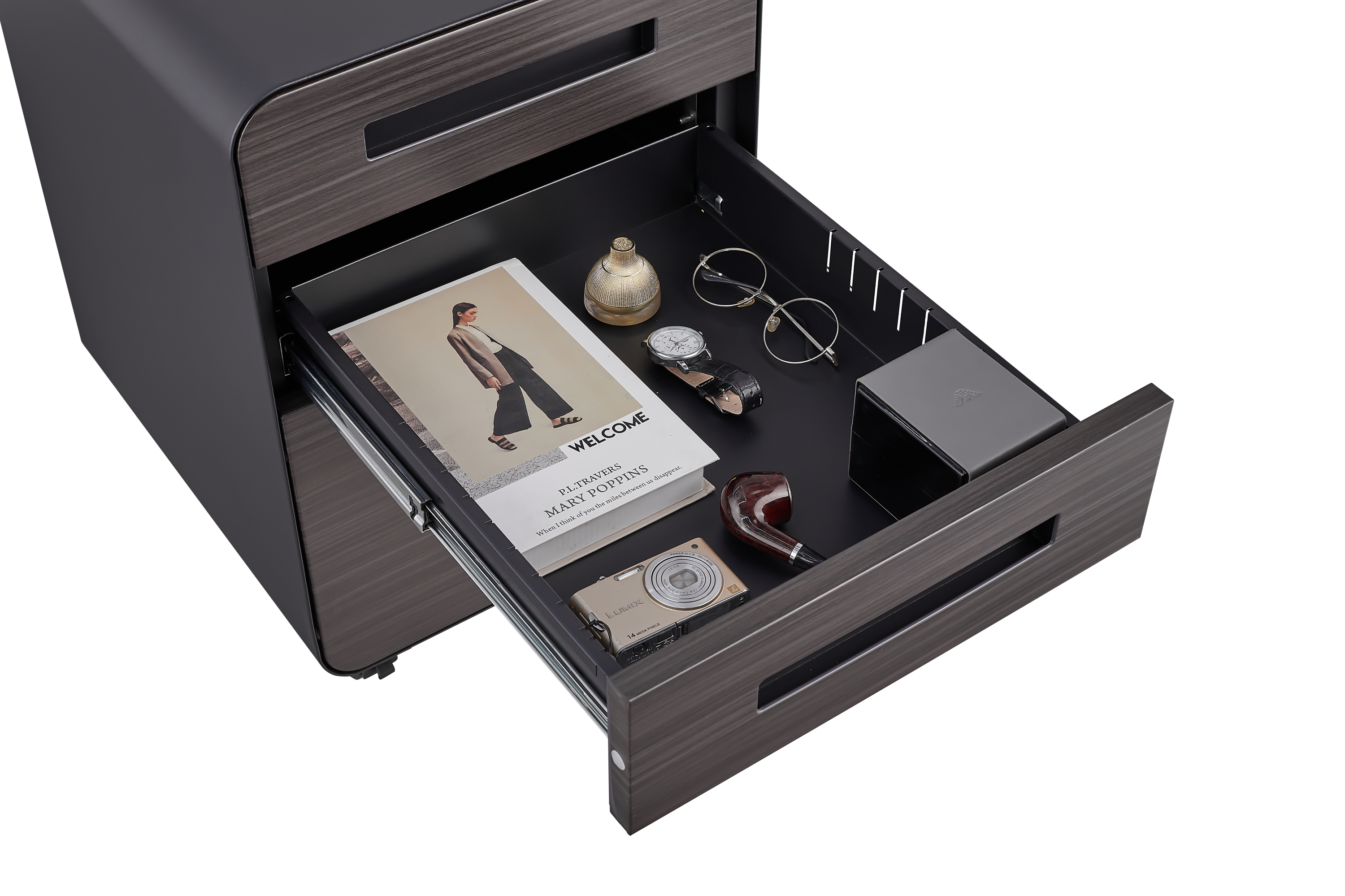 3 Drawer Mobile File Cabinet Under Desk Office,Simple Style Versatile Storage Cabinet for Legal/Letter/A4 Files, 5 Wheel Design Anti-Tilting Cold Rolled Steel Waterproof Moisture-Proof Black