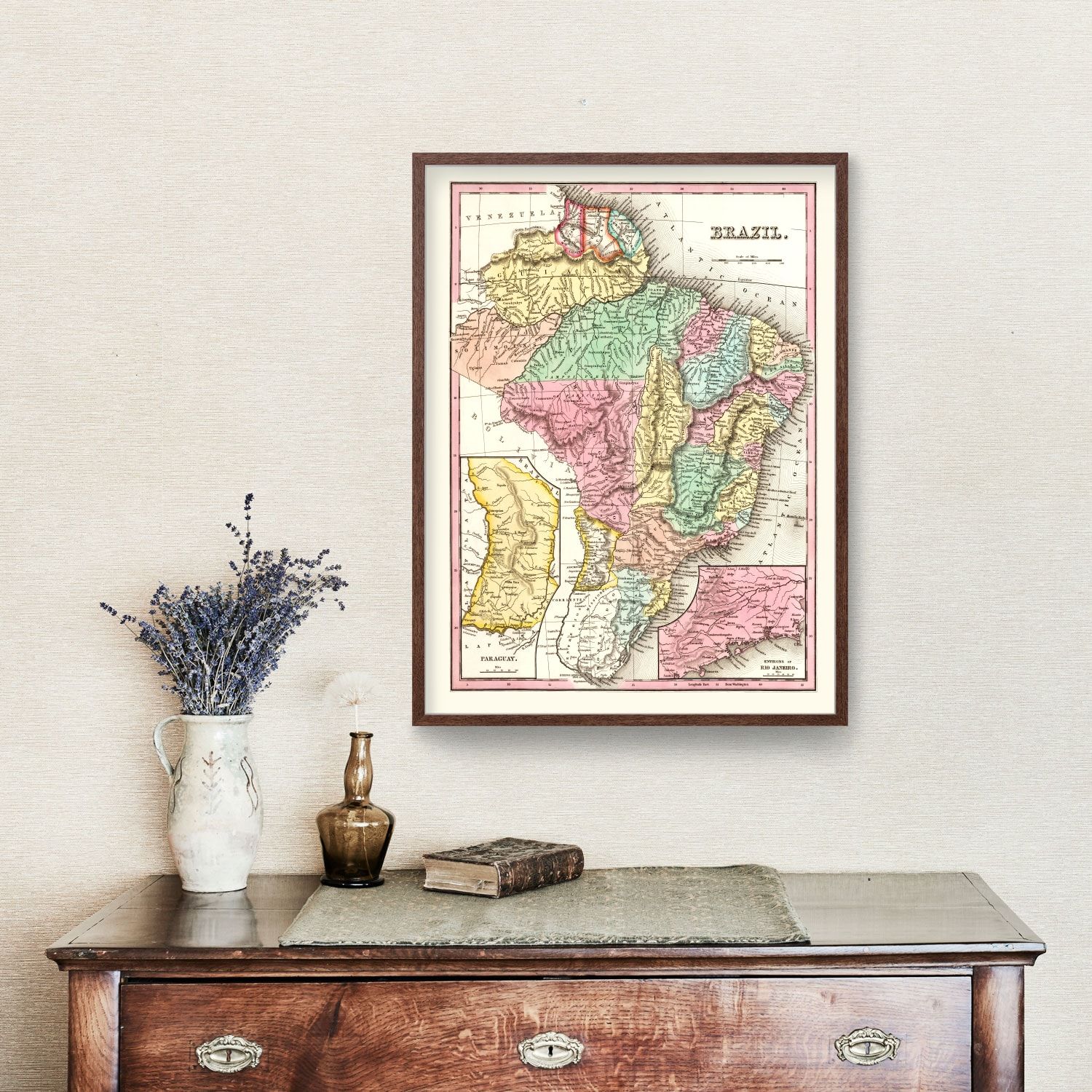 Vintage Map of Brazil 1842