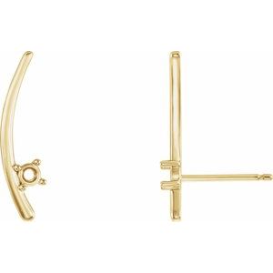 14K Yellow Gold Right Ear Climber Earring Mounting