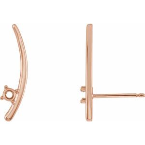 14K Rose Gold Left Ear Climber Earring Mounting