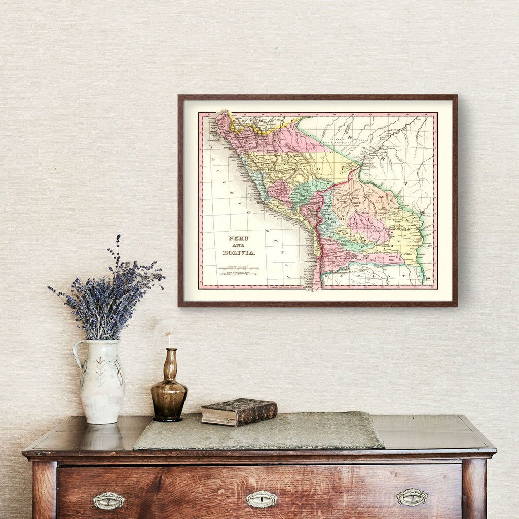 Vintage Map of Peru & Bolivia 1842