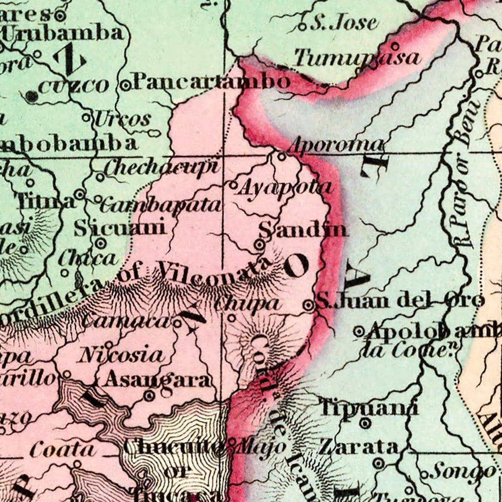 Vintage Map of Peru & Bolivia 1842